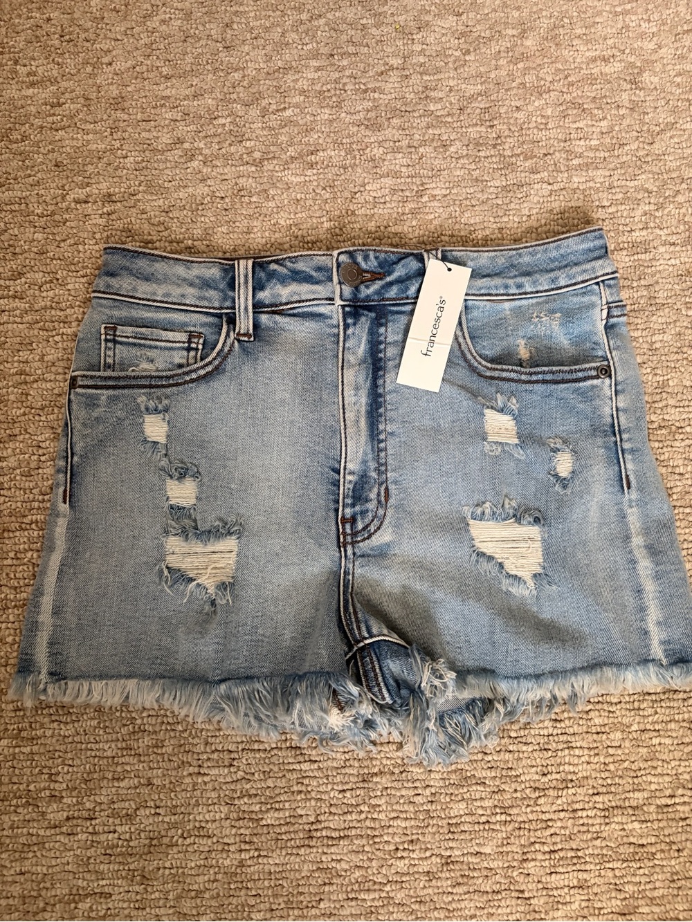 Francesca's Collections Light Blue Distressed Denim Women’s Shorts